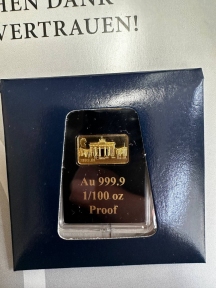 Золотий злиток 1/100 oz Berlin 0,31 g